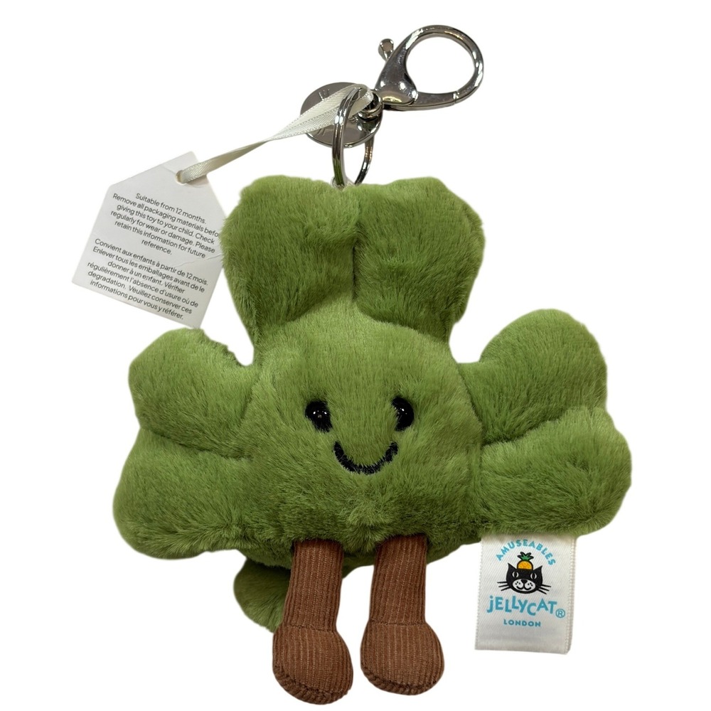 Jellycat Amuseables Shamrock Bag Charm Green Lucky Clover Plush Keychain A4SHMBC